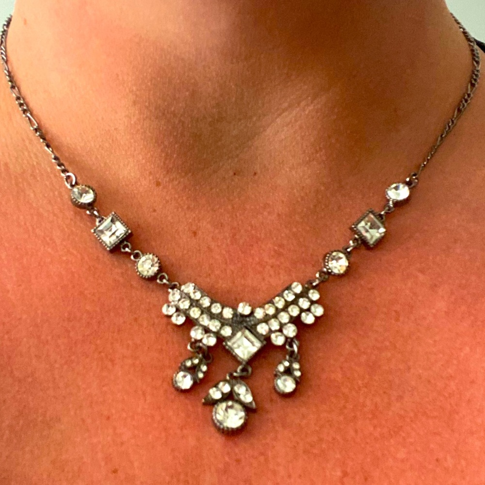 Silver necklace with gems